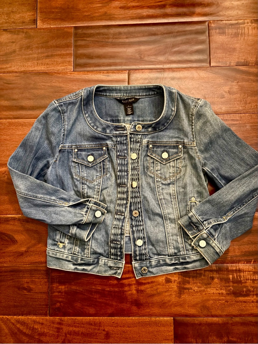White House Black Market Light Blue Denim Jean Jacket, cropped